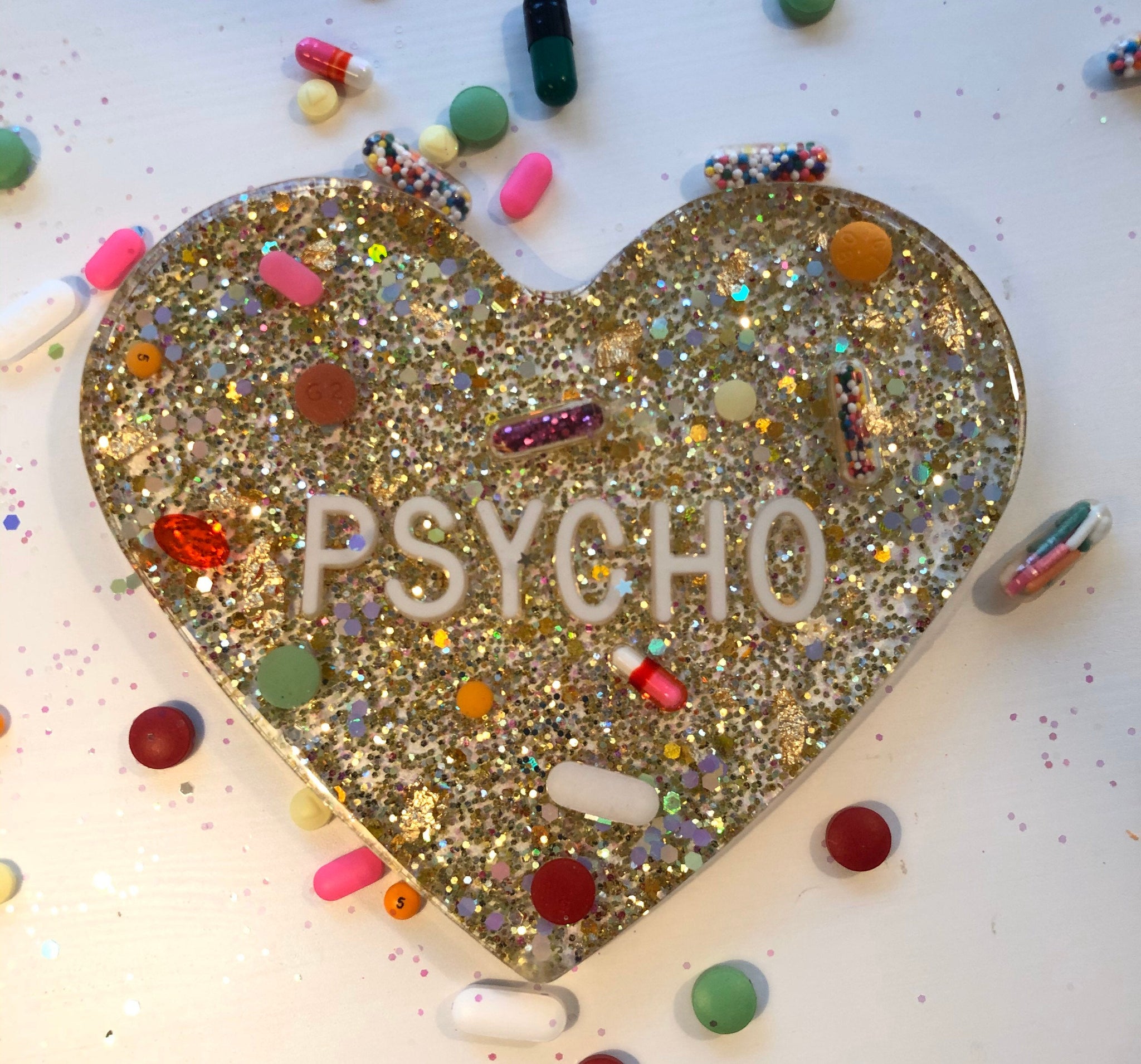 PSYCHO High-Gloss Resin Pill Coaster