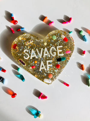 SAVAGE AF High-Gloss Resin Pill Coaster