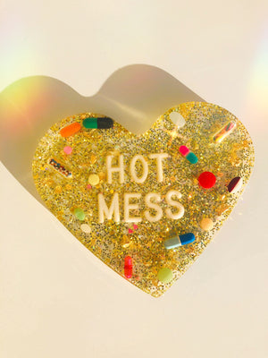 HOT MESS High-Gloss Resin Pill Coaster