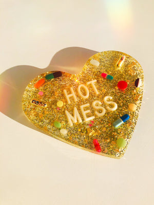 HOT MESS High-Gloss Resin Pill Coaster